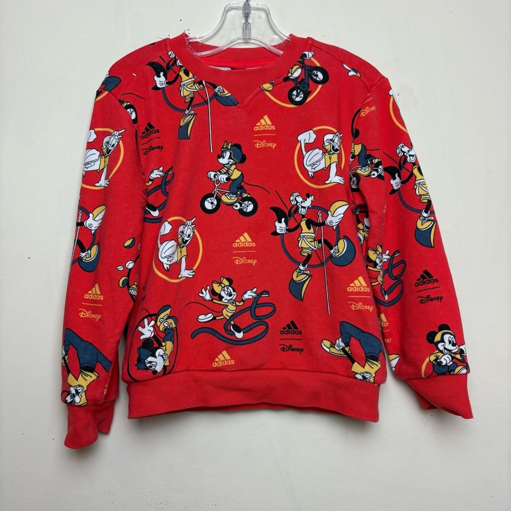 Adidas X Disney‎ Mickey Mouse Donald Goofy Gymnastics Red Sweatshirt Crewneck 4T